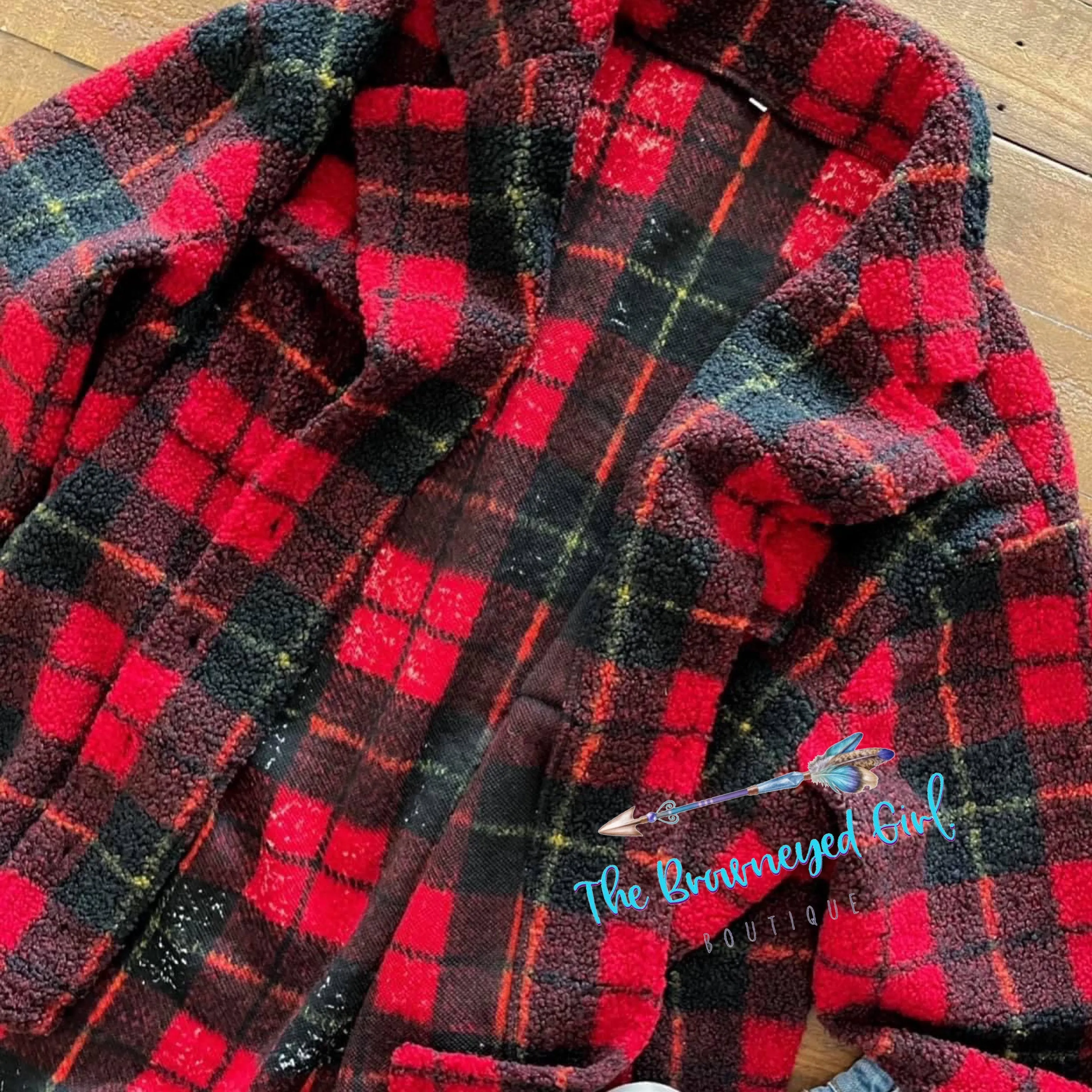 Plaid Sherpa Jacket Red/Blue