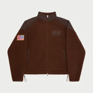 Racing Zip Sherpa Jacket (Coffee)