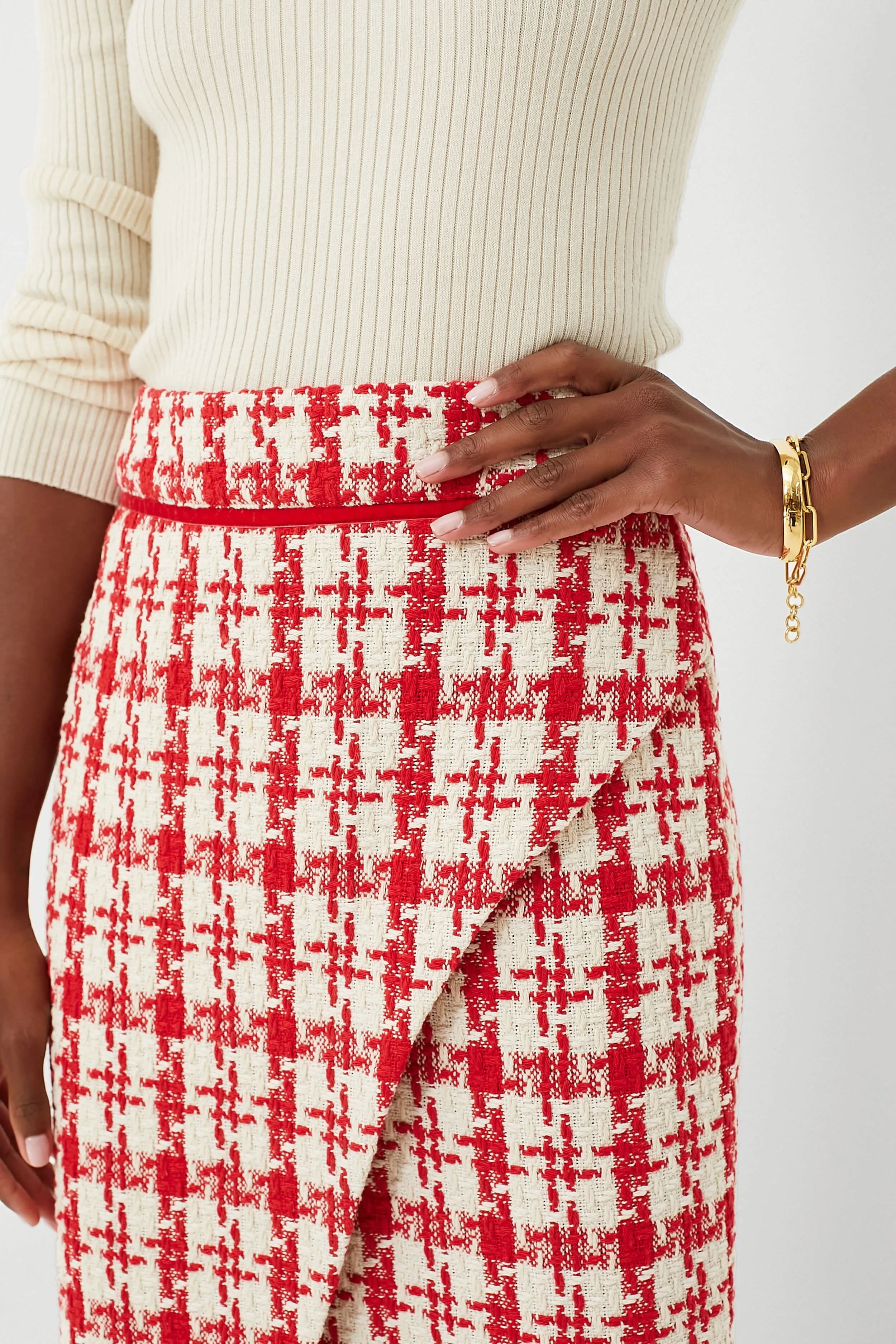 Red Tweed Marjorie Midi Skirt