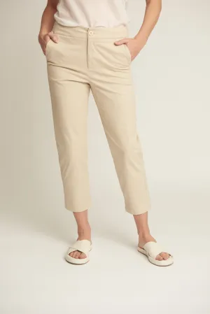 Relaxed Cropped Cotton Chino Pant Beige