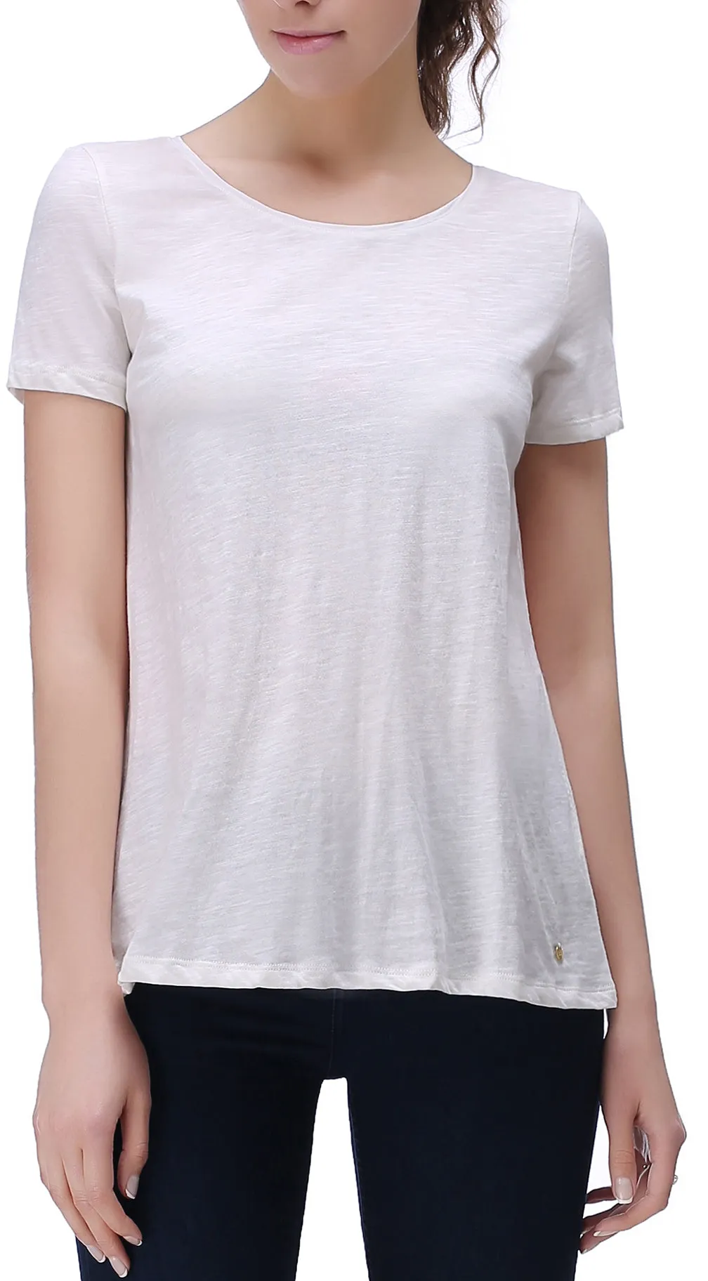 RH Women's Solid Short Sleeve Cotton Bamboo Blouse Casual Tee Top T-Shirt RH2028