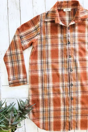 Rust Flannel Button Down Shacket