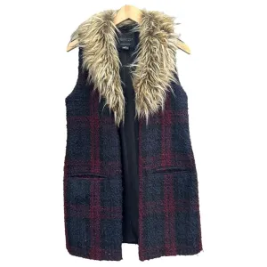 Sanctuary Yannah Plaid Vest with Faux Fur Collar - Size XS