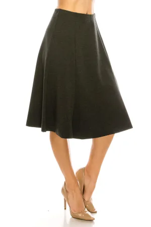 Seven Panel A-Line Below The Knee Midi Skirt