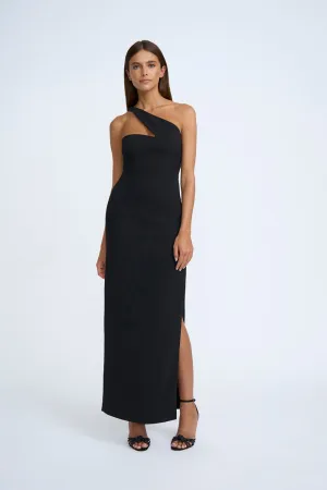 Sharp One Shoulder Dress - Black