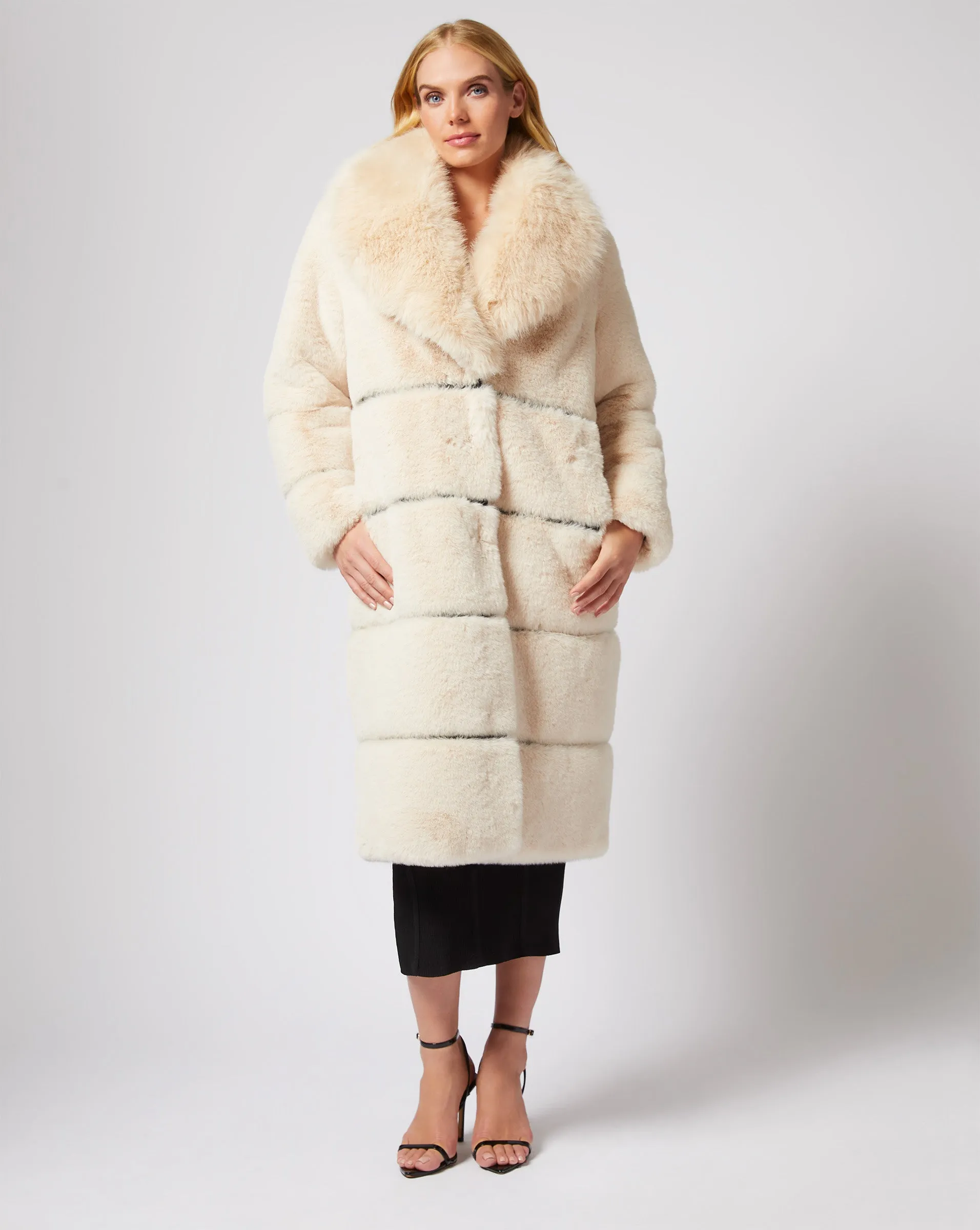 Shawl Collar Mink Faux Fur Coat