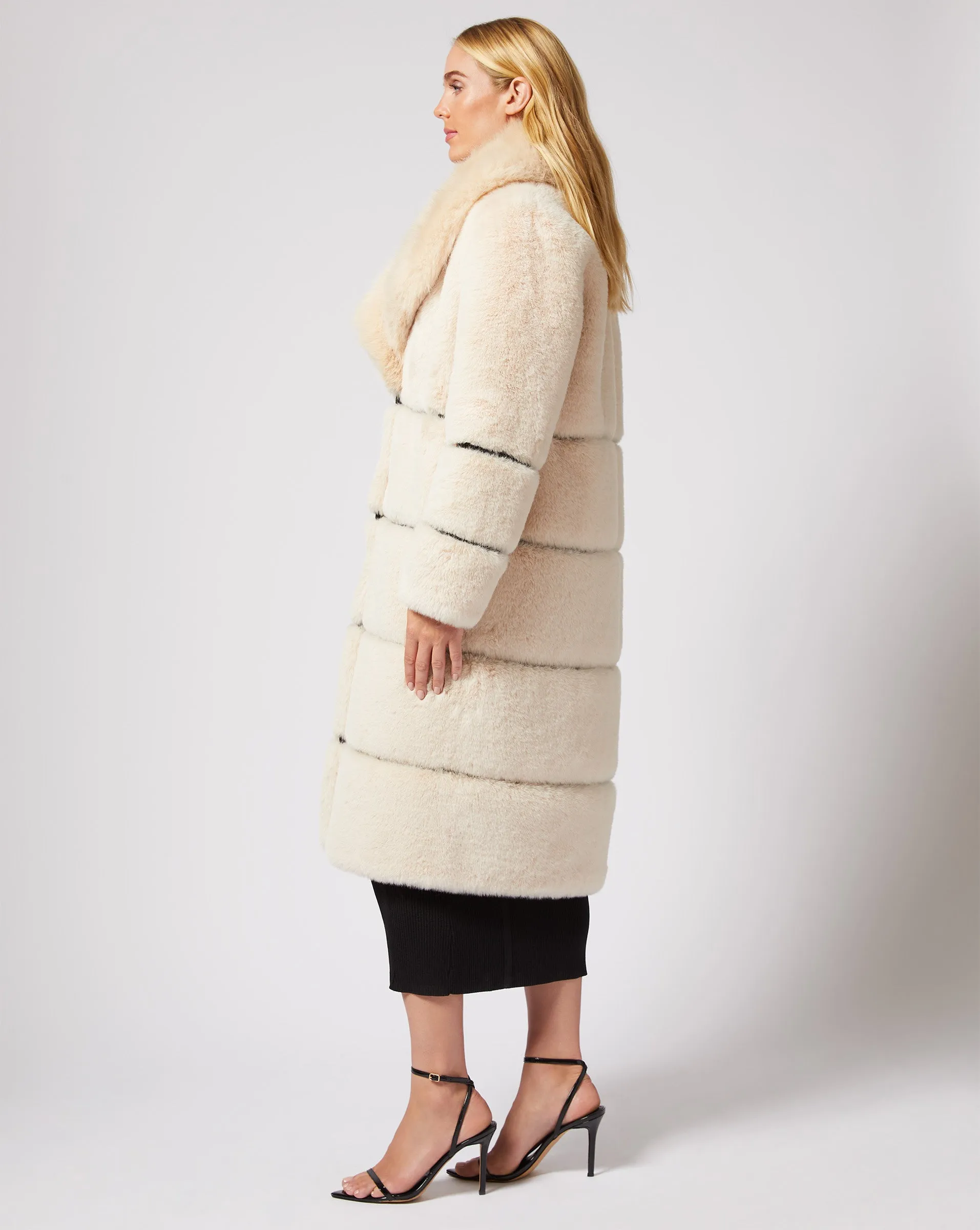 Shawl Collar Mink Faux Fur Coat