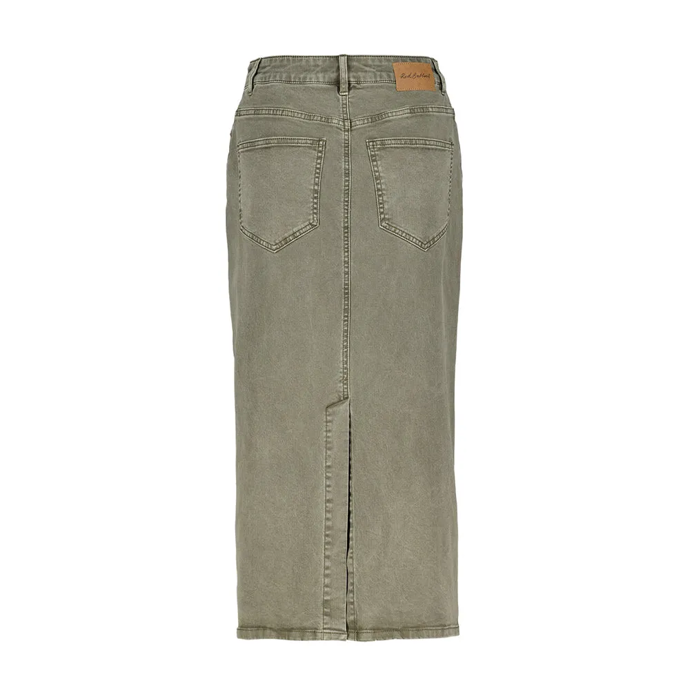 Sibelle Dark Khaki Straight Denim Skirt