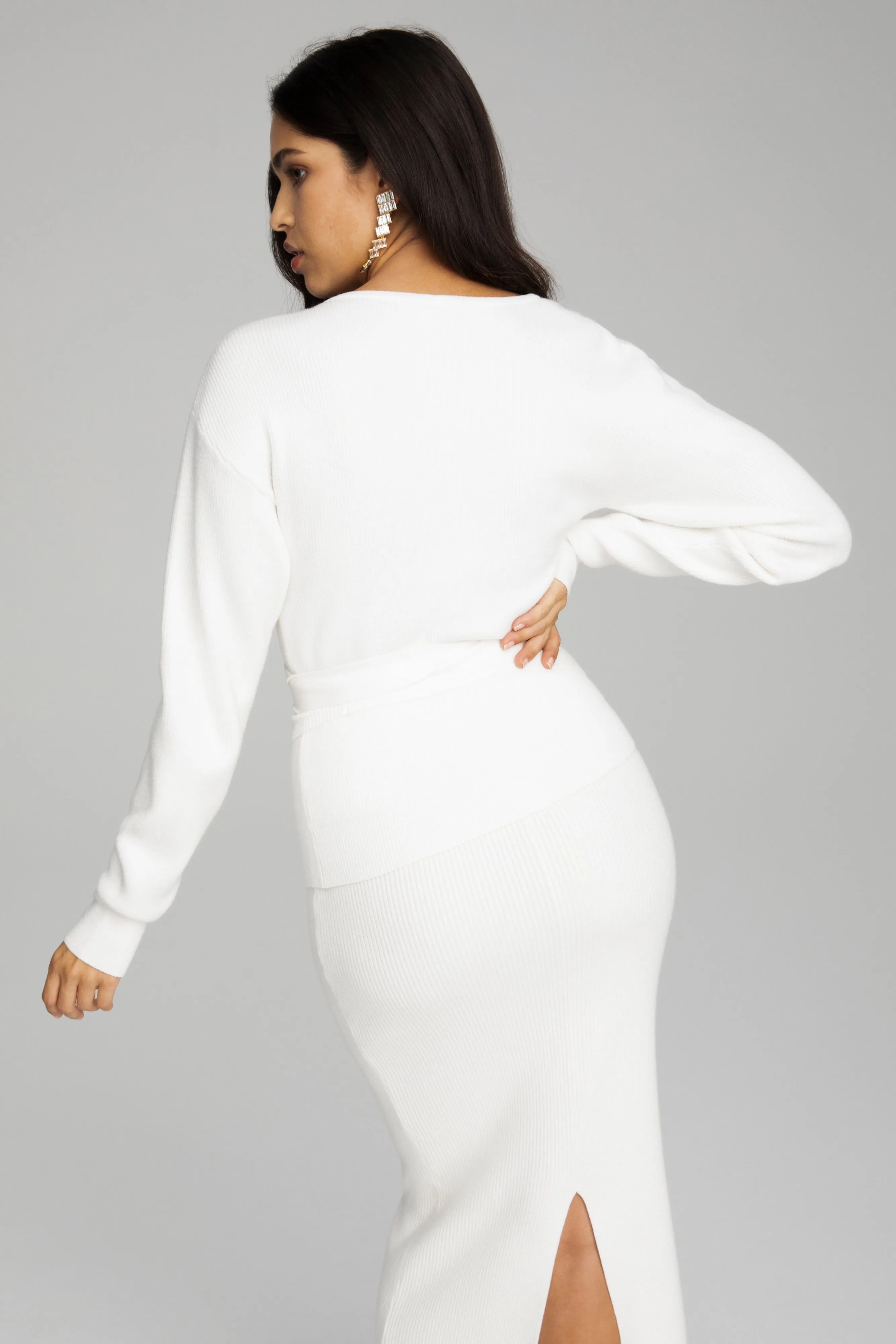 SIDE TIE RIB WRAP | IVORY001