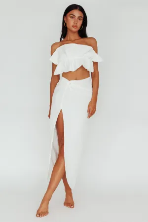 So Fine Twist Waist Crepe Midi Skirt Off White