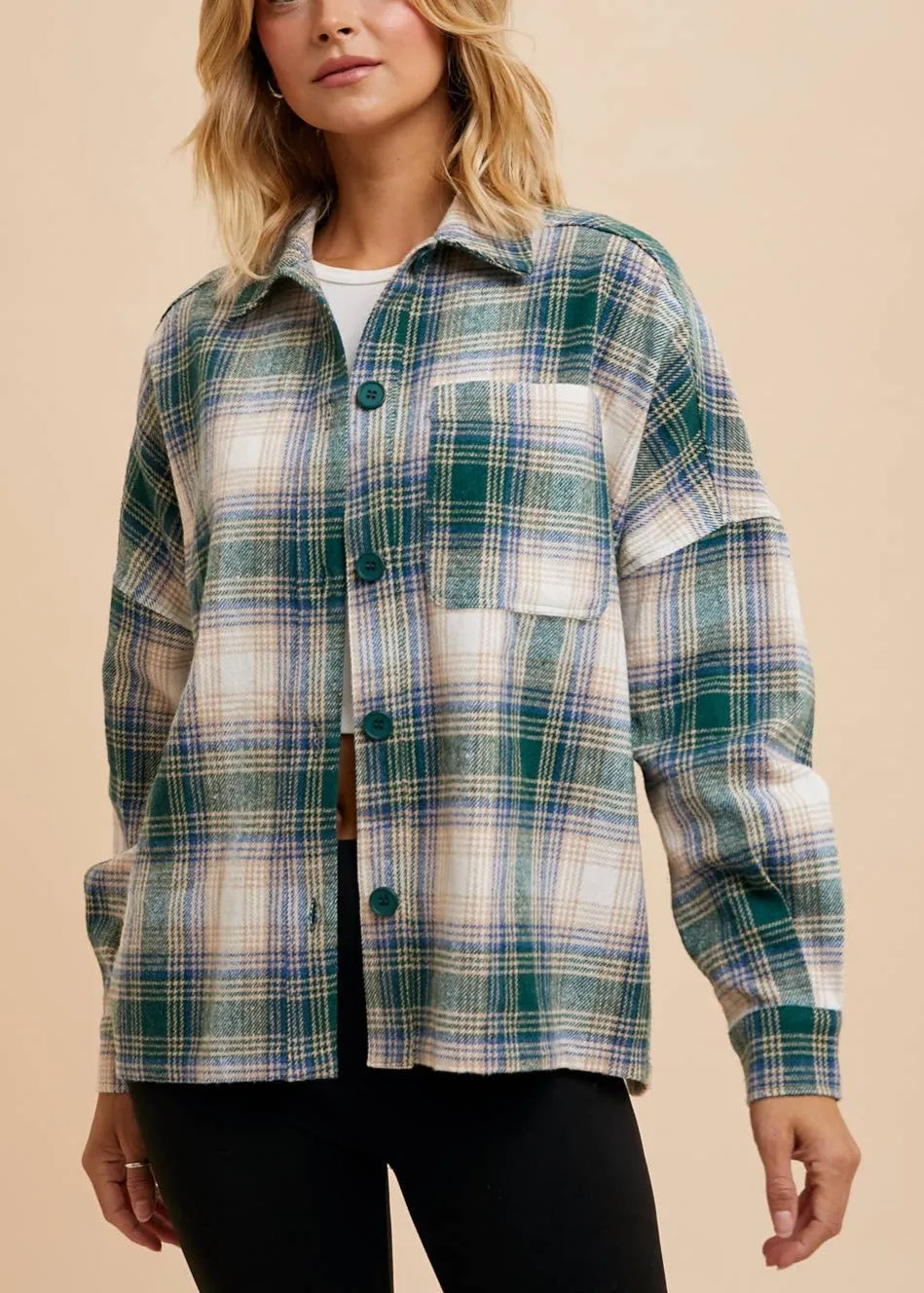 Soft Brushed Plaid Oversized Shacket