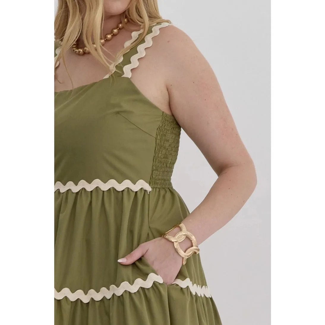 Square Neck Midi Dress - Plus Size