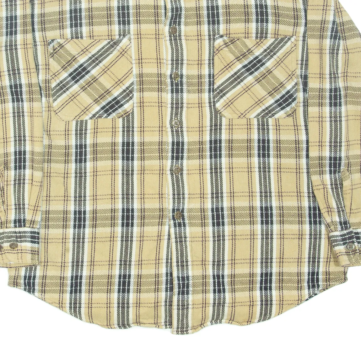 ST JOHNS BAY Mens Flannel Shirt Brown Check Long Sleeve L