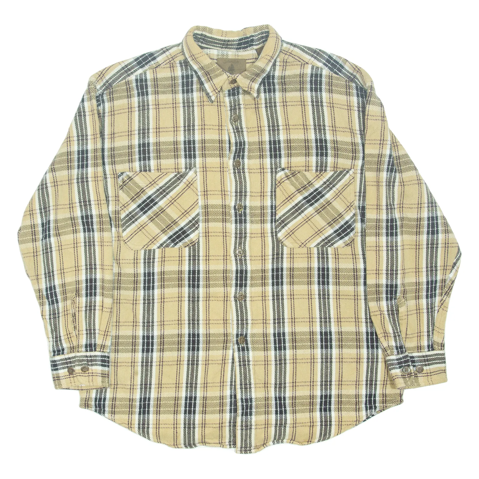 ST JOHNS BAY Mens Flannel Shirt Brown Check Long Sleeve L