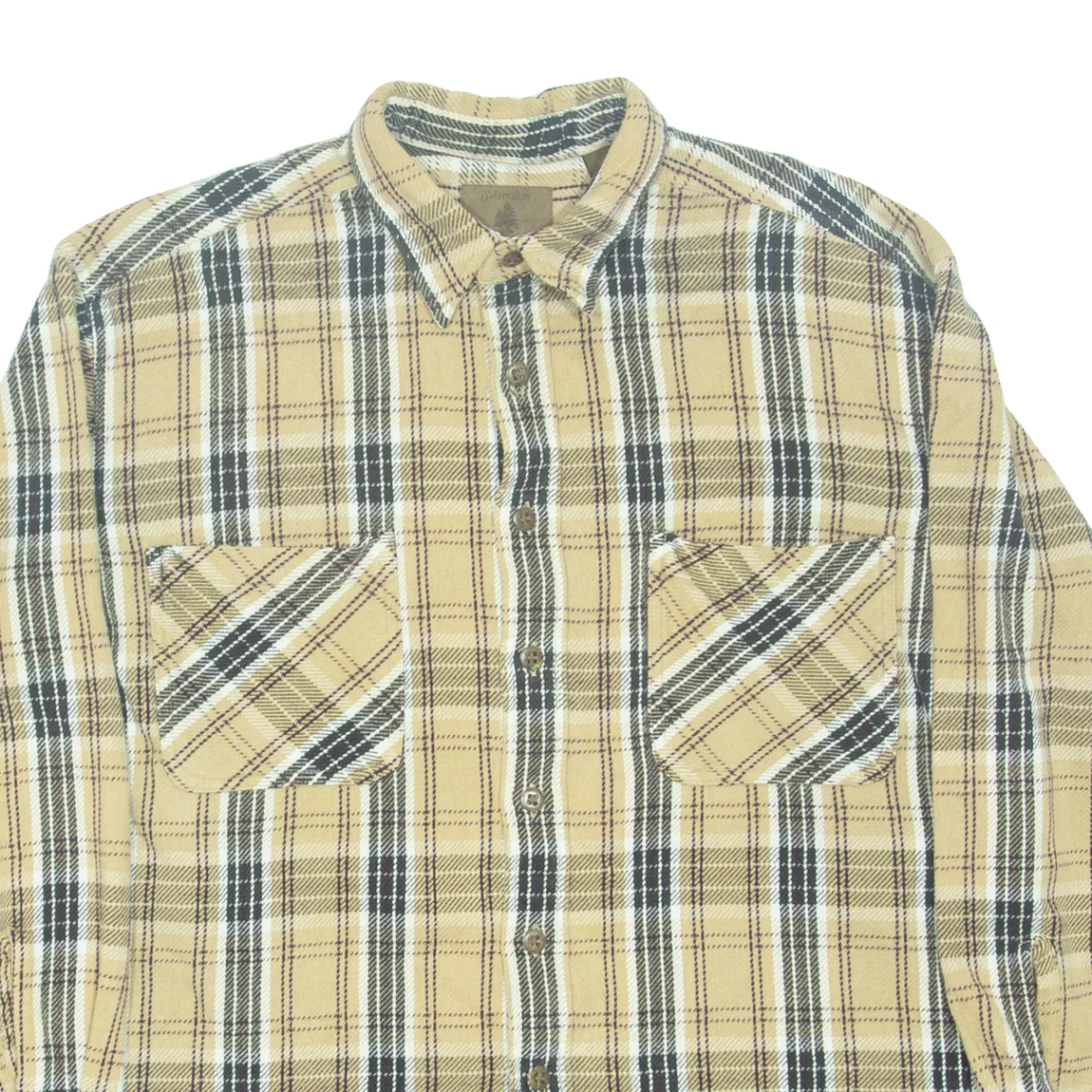 ST JOHNS BAY Mens Flannel Shirt Brown Check Long Sleeve L