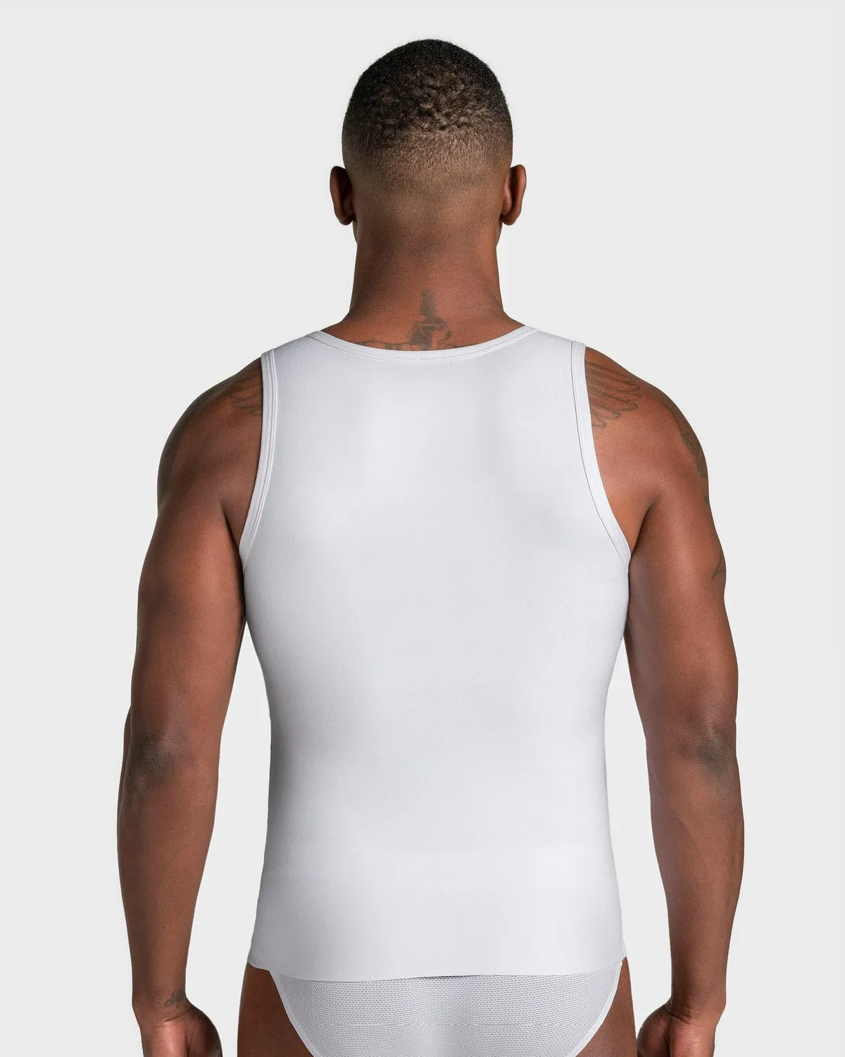 Stretch Cotton Moderate Compression Shaper Tank with Mesh Cutouts