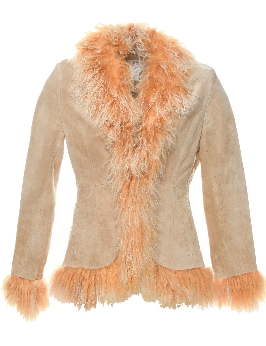 Suede Fur Collar Jacket - S