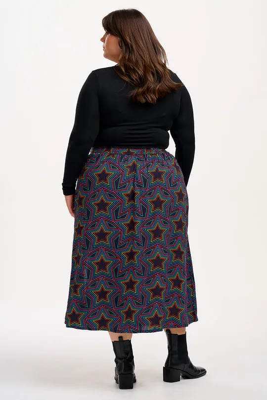 Sugarhill Brighton Black Rainbow Star Explosion Rosalind Skirt