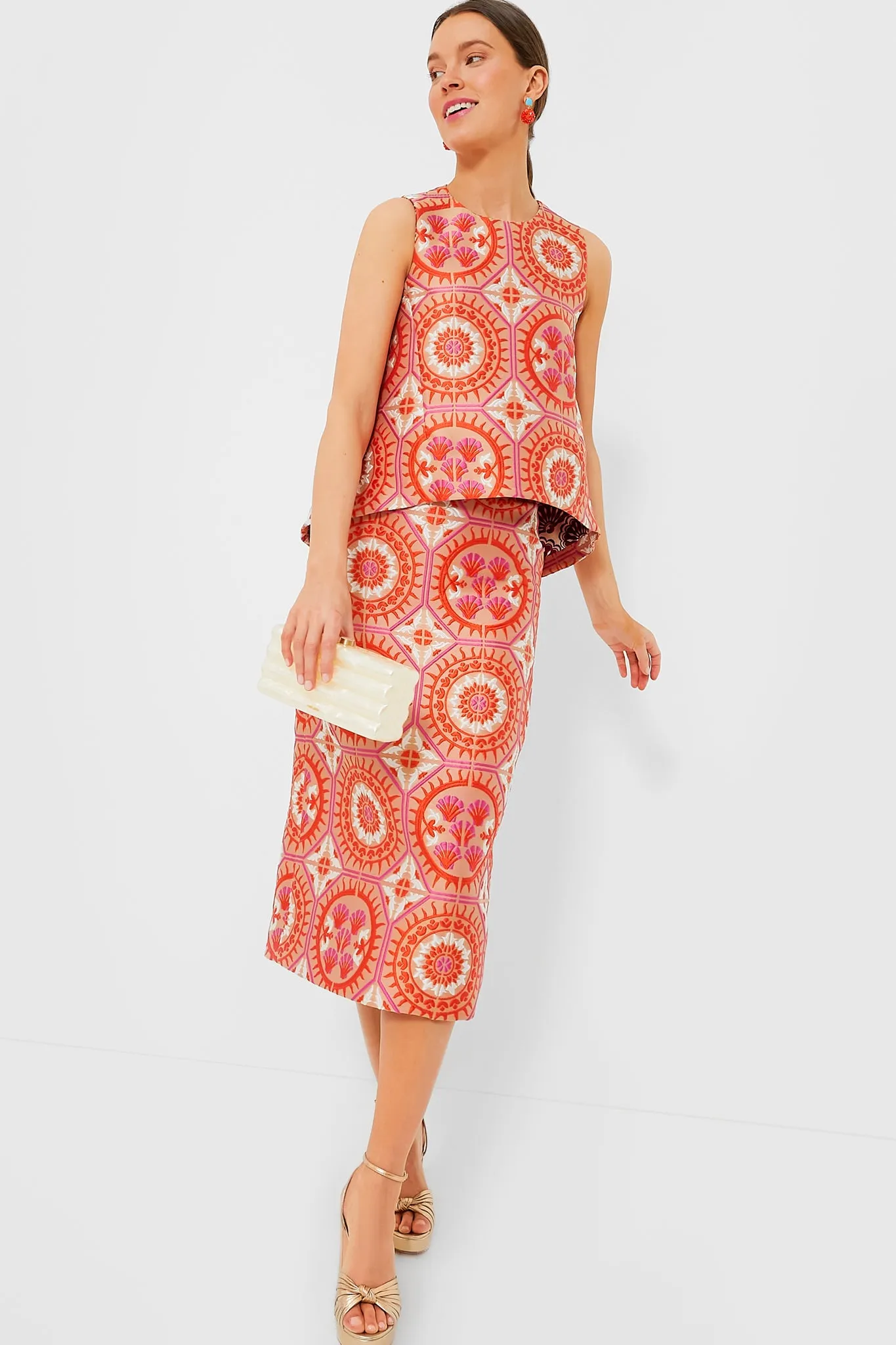 Sun Jacquard Pencil Skirt