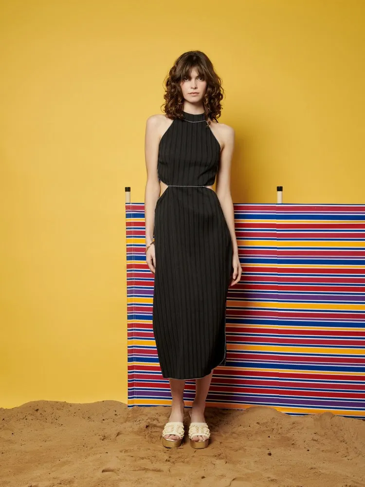 Sylvie Stripe Cut Out Midi Dress