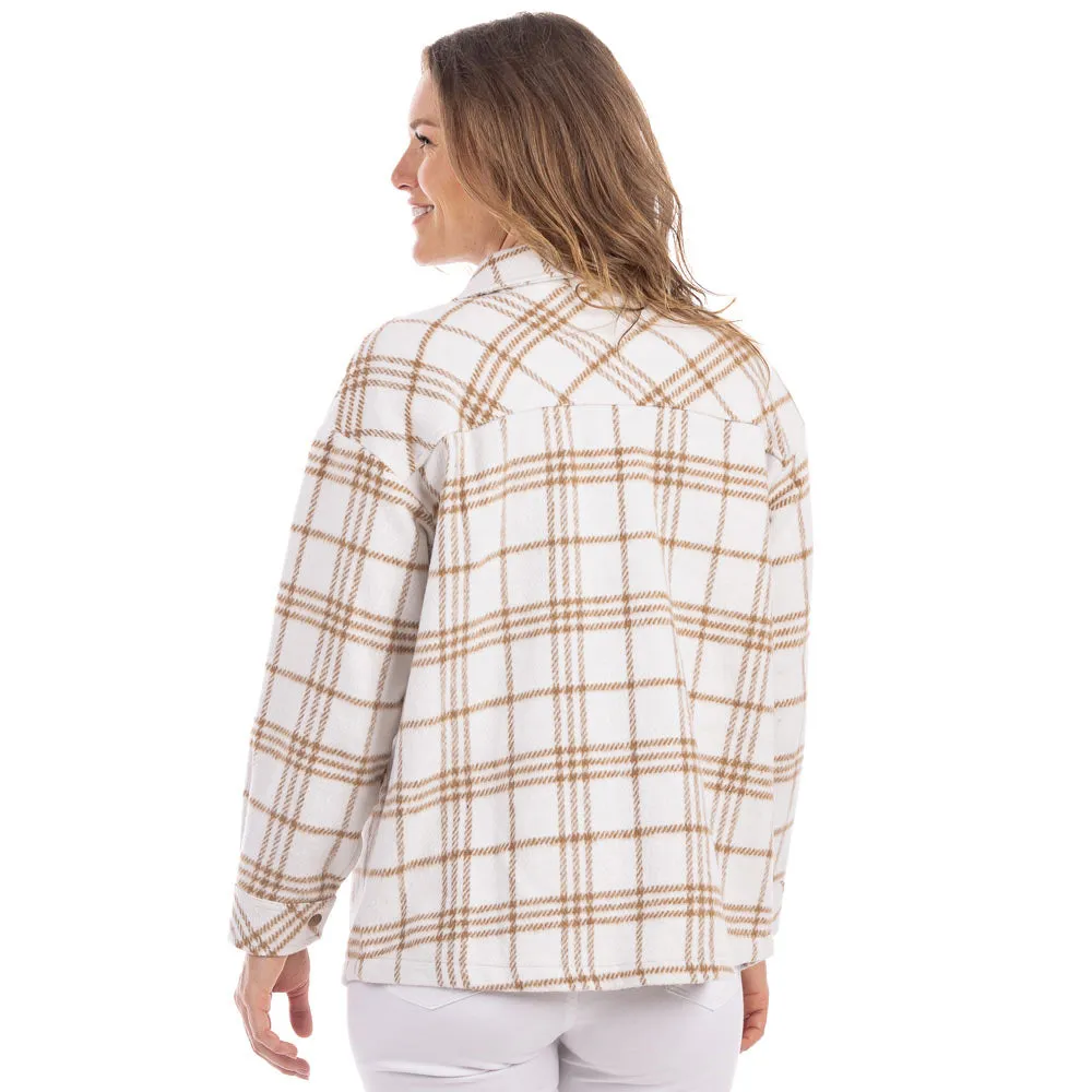 Tan/Cream Plaid Wholesale Shacket for Women