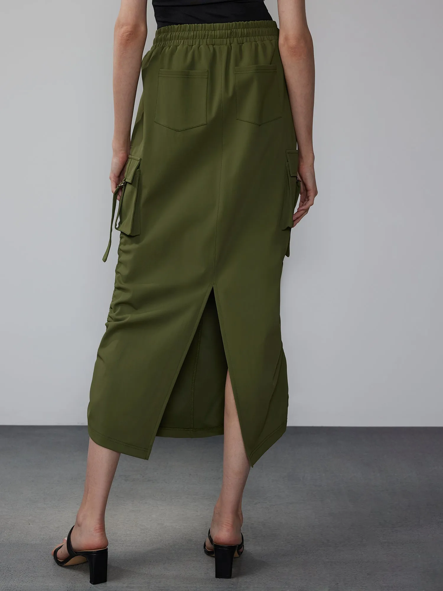 Techno Crepe Cargo Skirt