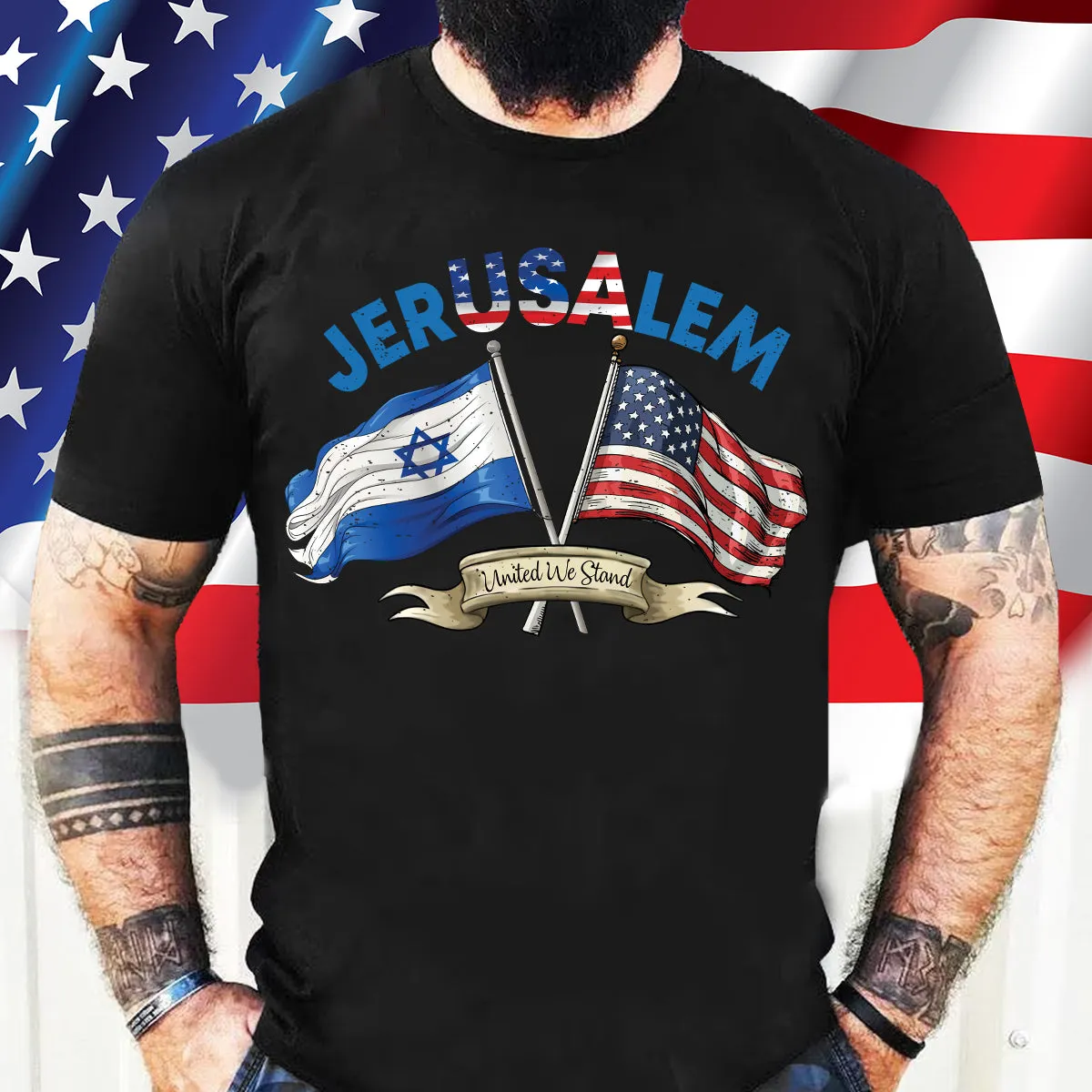 Teesdily | United We Stand With Jerusalem Shirt, Jerusalem Flag Shirt, Jerusalem Support Unisex Tshirt Hoodie Sweatshirt Mug