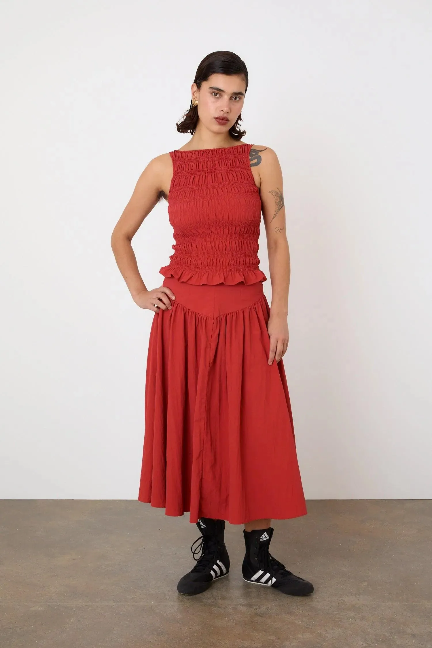 The Deba Midi Skirt, Tomato