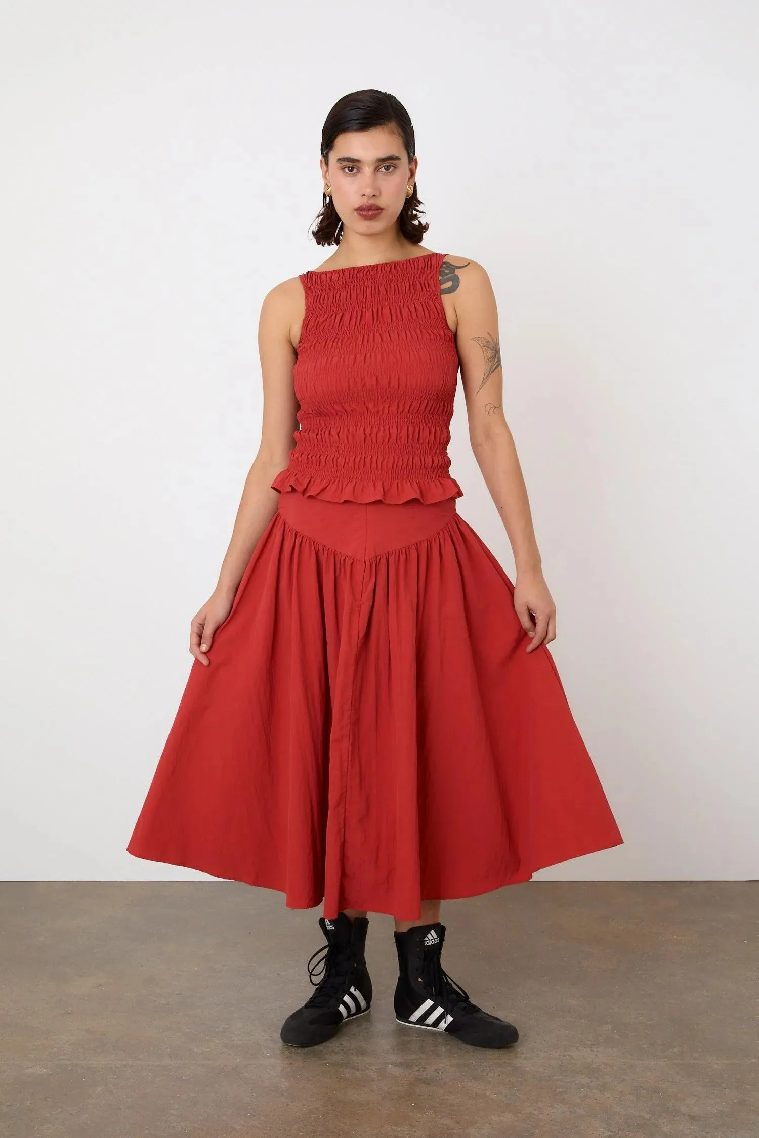 The Deba Midi Skirt, Tomato