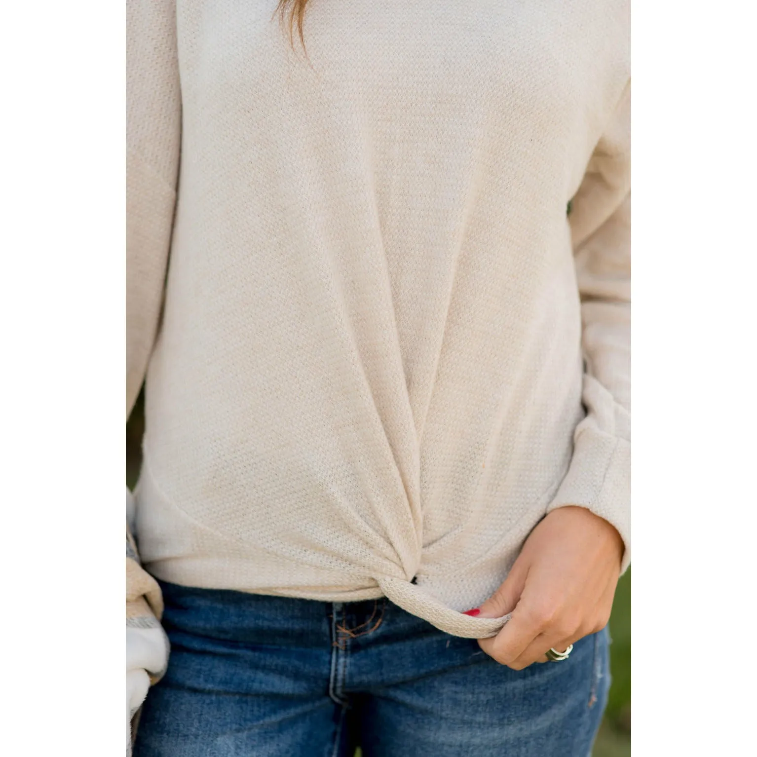 Thermal Tie Front Long Sleeve Tee