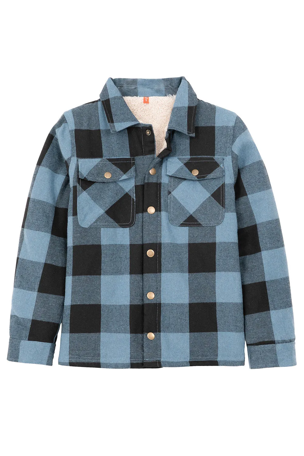 Toddler Boys and Girls Sherpa Lined Snap Flannel Shirt,Plaid Shacket