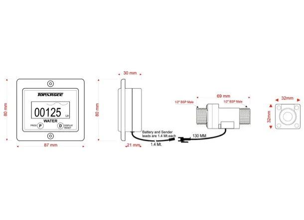 Topargee Water Tank Gauge - Surface Mount