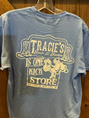 Tracie's Boots & Buckles Short Sleeve Carolina Blue T Shirt