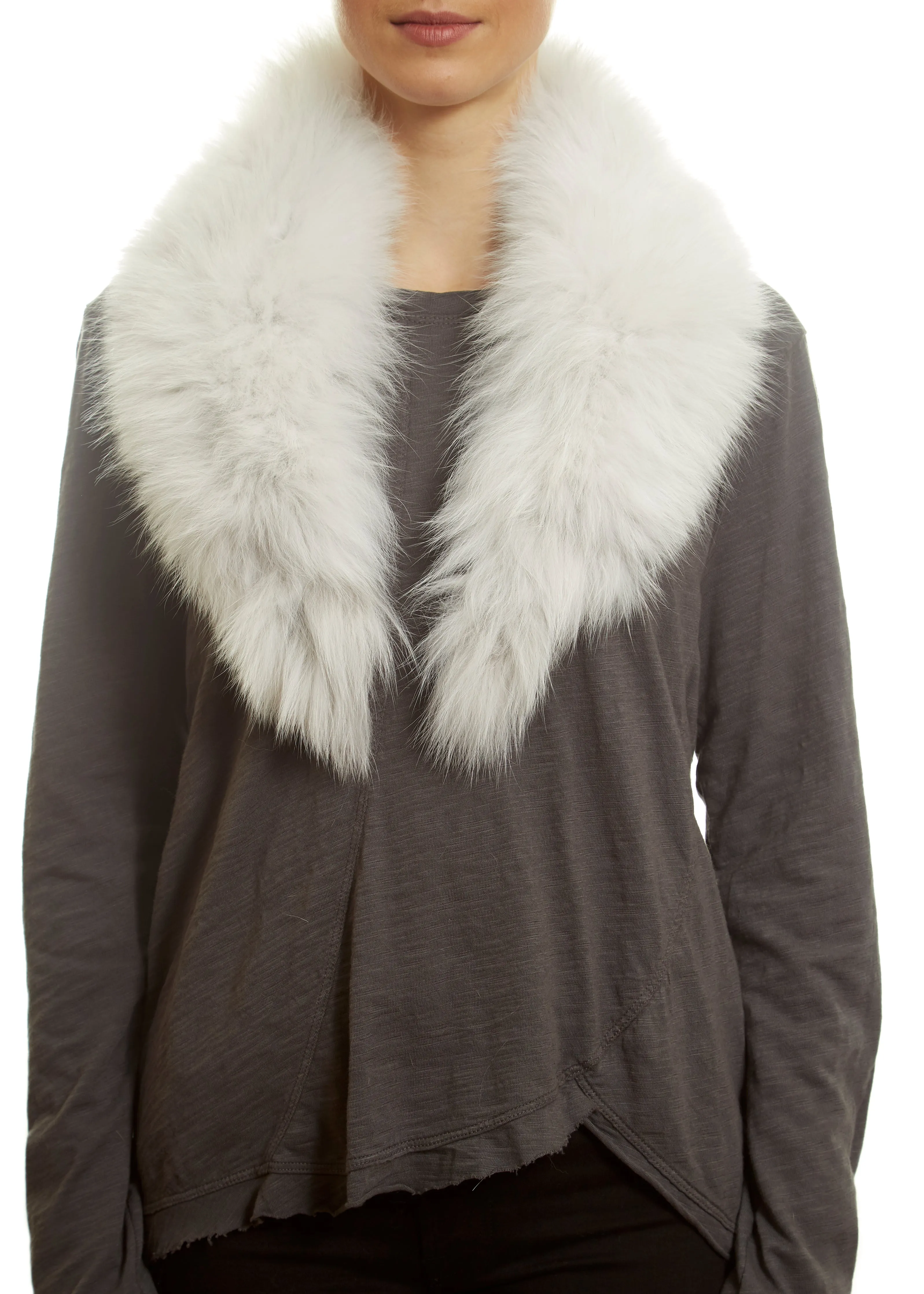 White Genuine Fox Fur Collar