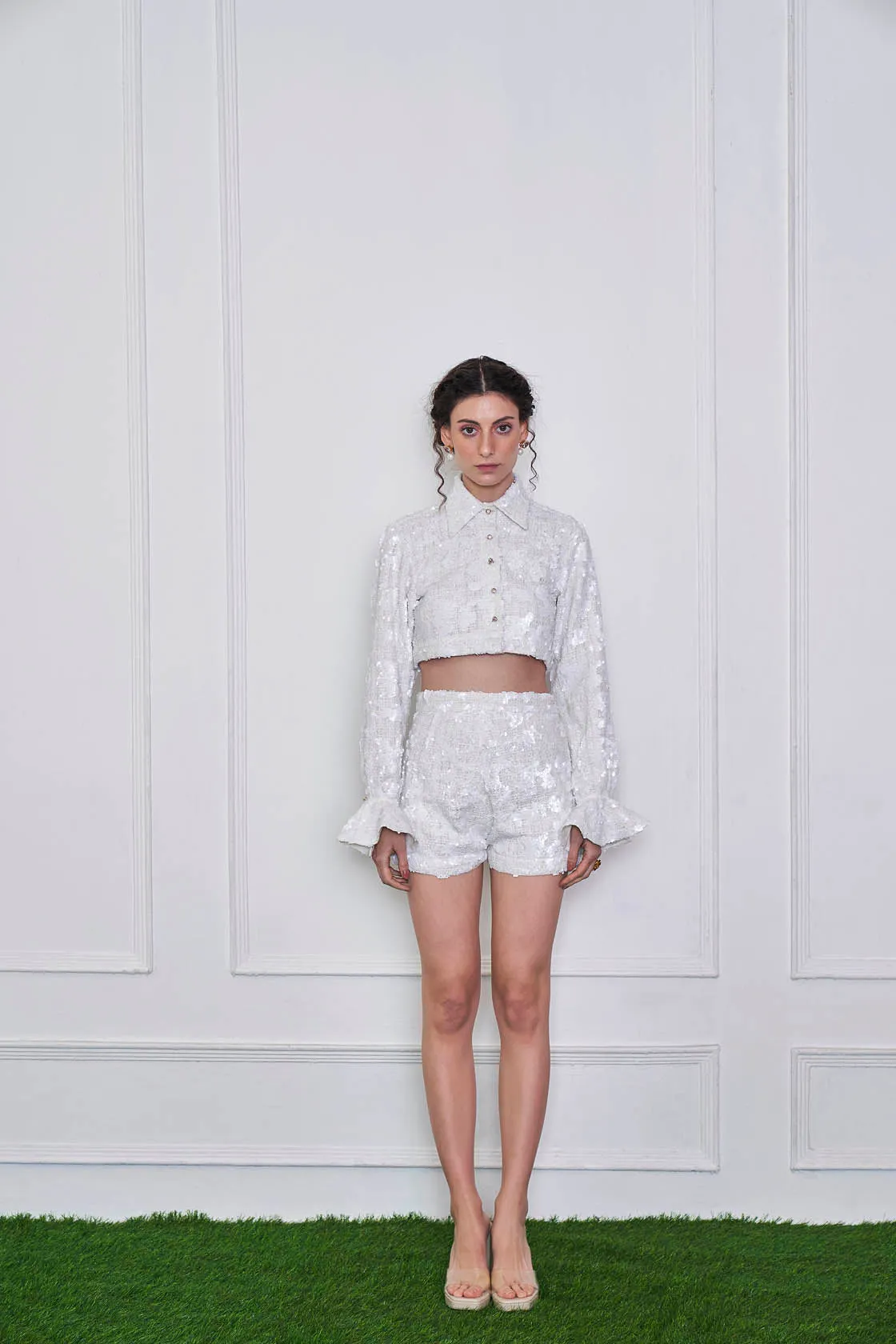 White Shirt With Shorts Co Ord