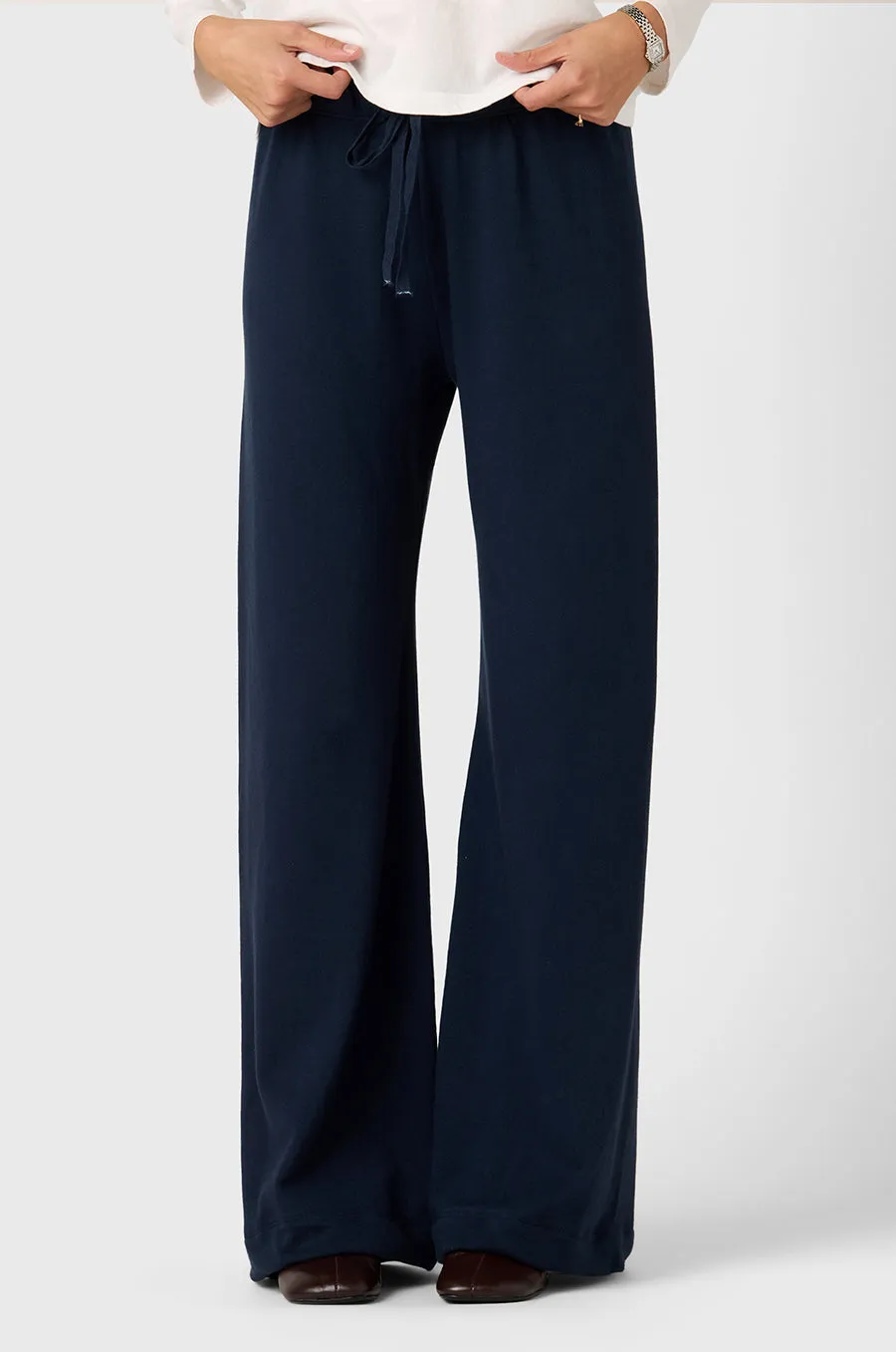 WIDE LEG PANT IN DEEP MARINE ORGANIC COTTON