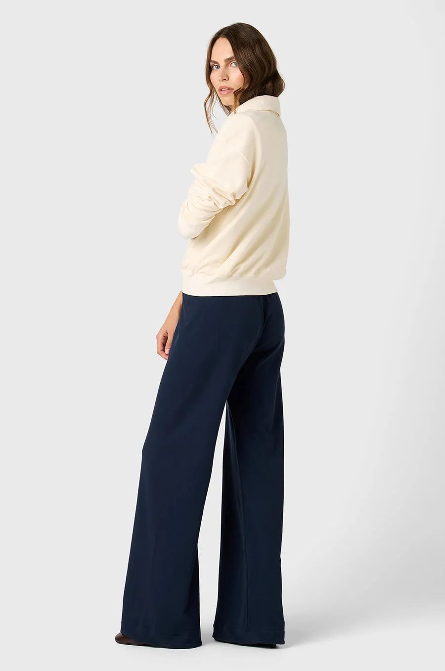 WIDE LEG PANT IN DEEP MARINE ORGANIC COTTON