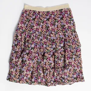 Winter Floral Midi Tiered Skirt