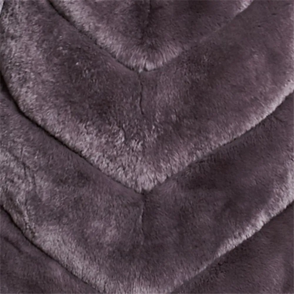 Women's Genuine Rabbit Fur Coat  Stand-up Collar Winter Overcoat Detachable 18136