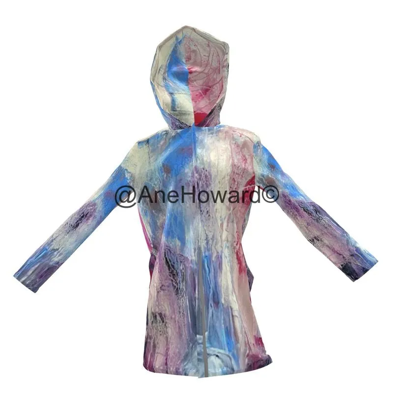 Women's Hooded Rain Mac Abstract Sailing