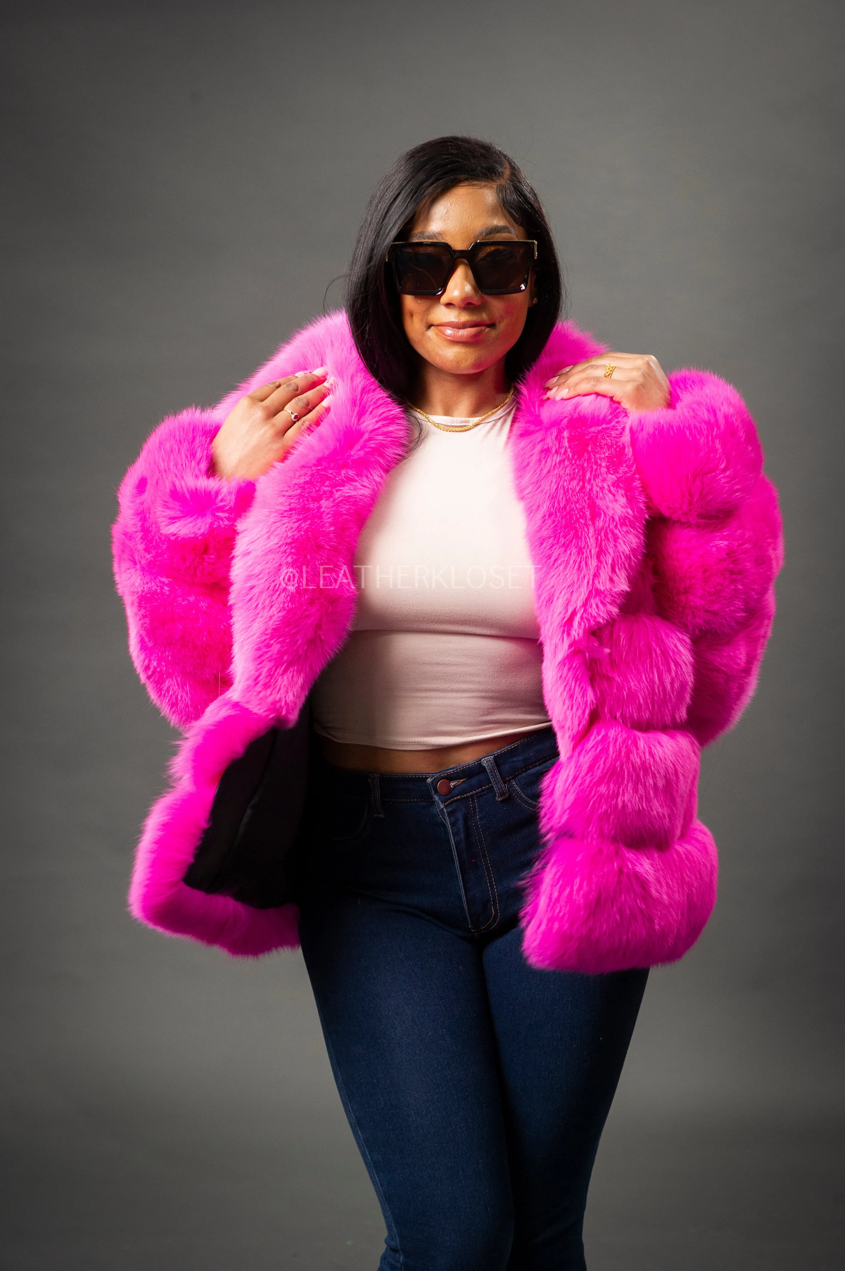 Women's Ingrid Fox Jacket With Shawl Collar [Pink]