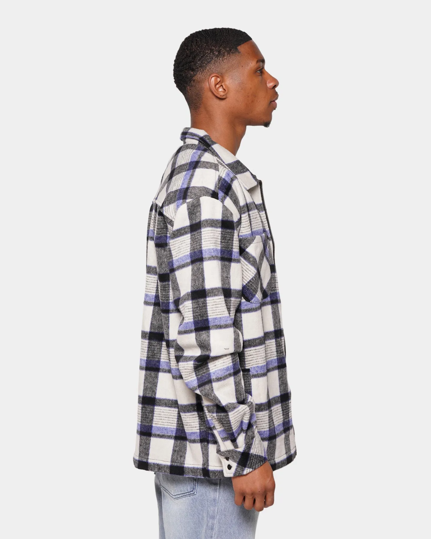 XXIII Vitus Zip Up Flannel Shacket Blue/White