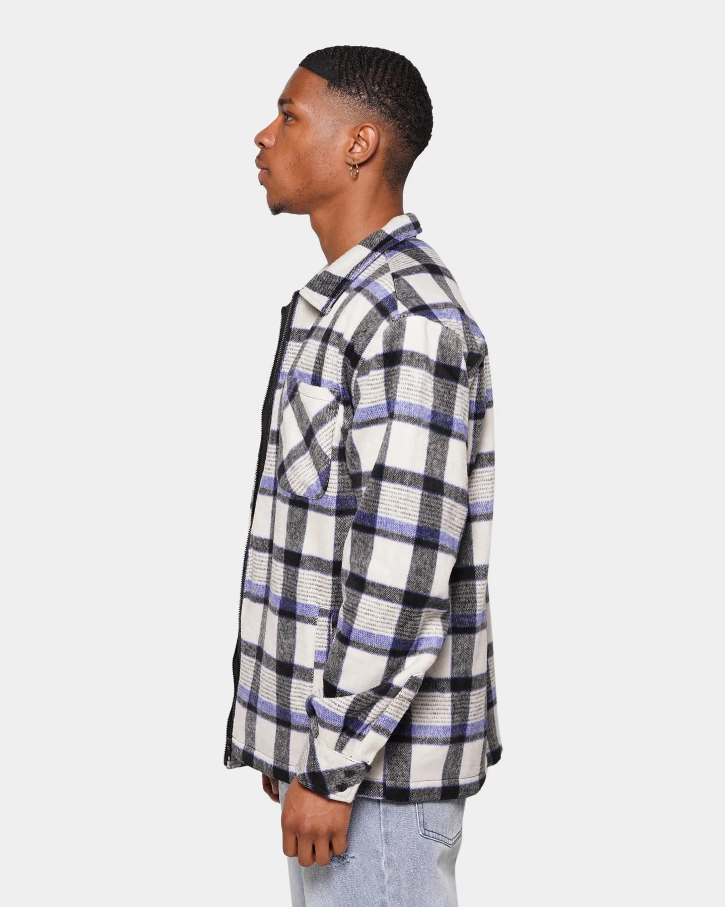 XXIII Vitus Zip Up Flannel Shacket Blue/White