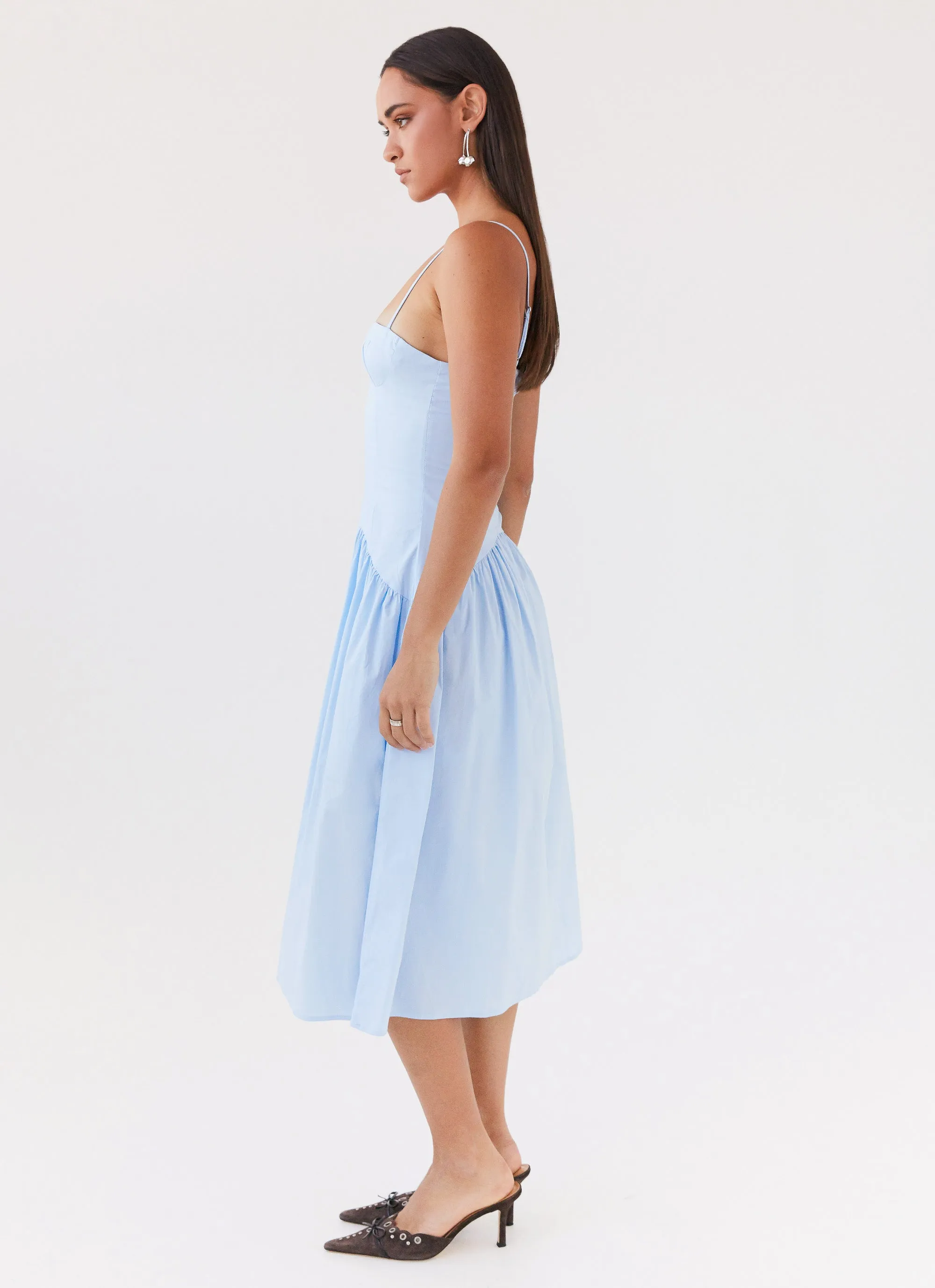 Yvette Corset Midi Dress - Blue