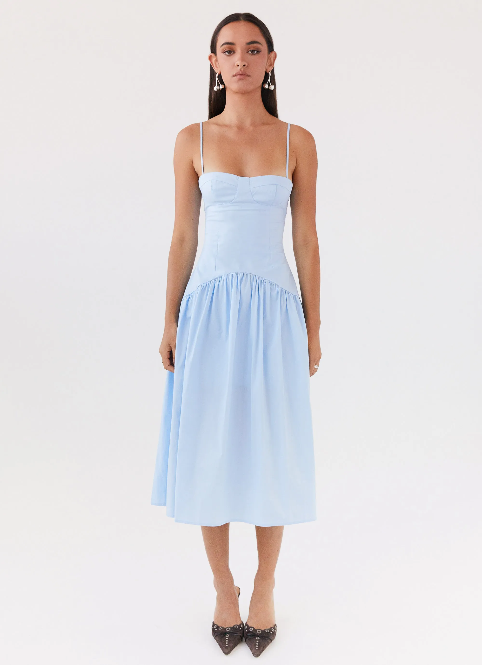 Yvette Corset Midi Dress - Blue